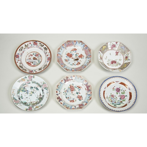 2101 - A GROUP OF SIX CHINESE EXPORT FAMILLE ROSE DISHESQING DYNASTY, 18TH CENTURY21.5cxm - 23cm diam appro... 