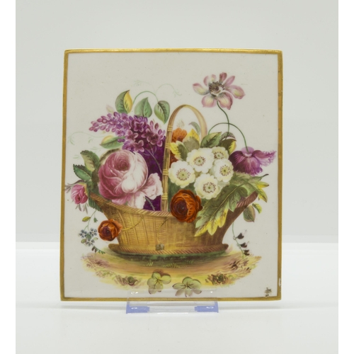 1063 - A PAIR OF PORCELAIN FLORAL PLAQUES AND A FURTHER PLAQUE19th century, the pair in gilt frames, larges... 