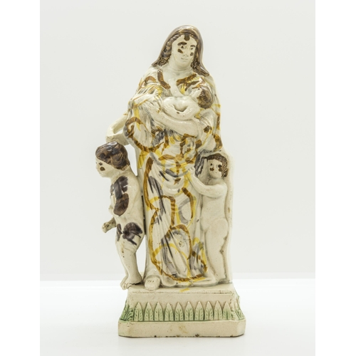 1073 - A STAFFORDSHIRE FIGURE OF CHARITY IN PRATT COLOURSCirca 1800, 24cms high