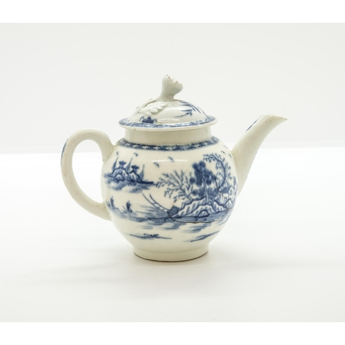 1081 - A WORCESTER MINIATURE TEAPOTCirca 1760, 10cms high