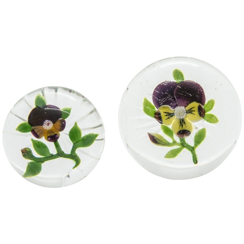 1252 - TWO PANSY PAPERWEIGHT, PROBABBLY BACCARATLate 19th century, largest is 8cms