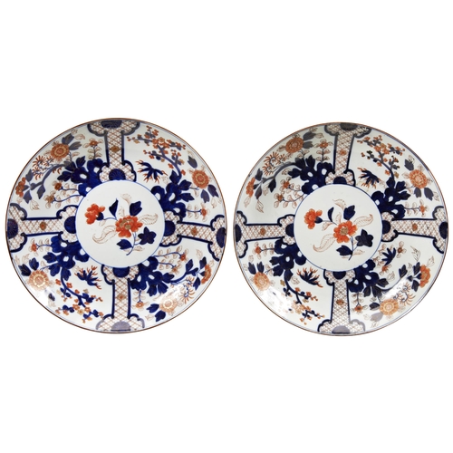 2206 - A LARGE PAIR OF JAPANESE IMARI DISHESLATE EDO PERIOD34cm diam