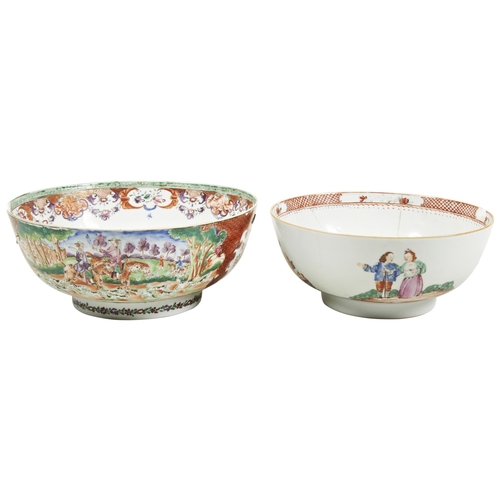 2121 - A CHINESE EXPORT 'EUROPEAN-SUBJECT' SHIPPING BOWLQIANLONG PERIOD (1736-1795)26cm diam; together with... 