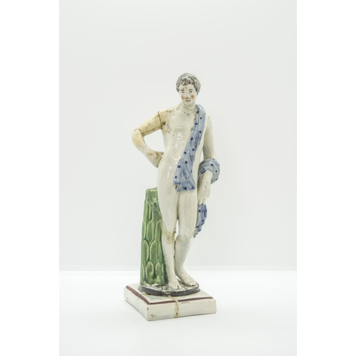 1100 - A RARE RALPH WEDGWOOD FIGURE OF A SEMI-DRAPED MAN1788-89 impressed 'WEDGWOOD' to verso, 21.5cms high... 