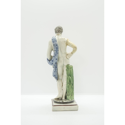 1100 - A RARE RALPH WEDGWOOD FIGURE OF A SEMI-DRAPED MAN1788-89 impressed 'WEDGWOOD' to verso, 21.5cms high... 