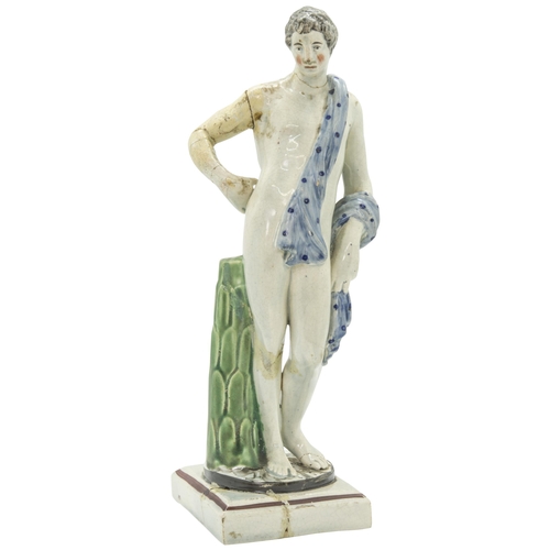 1100 - A RARE RALPH WEDGWOOD FIGURE OF A SEMI-DRAPED MAN1788-89 impressed 'WEDGWOOD' to verso, 21.5cms high... 