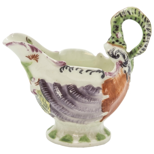 1114 - A WORCESTER DOLPHIN EWER SAUCE BOATCirca 1760, 8.5cms high