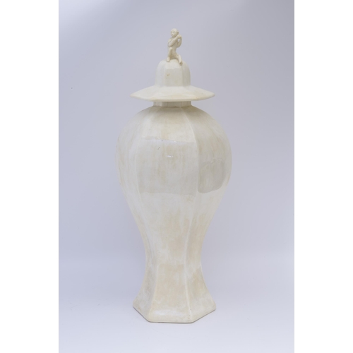 1116 - A CONTINENTAL PORCELAIN VASE AFTER THE CHINESE19th century 66cms high