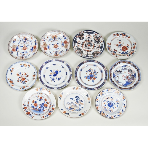 2134 - A GROUP OF ELEVEN CHINESE IMARI DECORATED DISHESQING DYNASTY, 18TH CENTURY22cm - 23cm diam... 