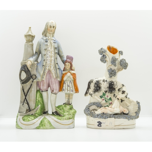 1119 - A STAFFORDHIRE FIGURE OF BENJAMIN FRANKLIN, TOGETHER WITH ANOTHER FIGUREMid 19th century, Franklin w... 