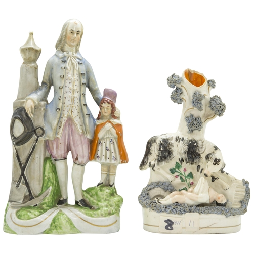 1119 - A STAFFORDHIRE FIGURE OF BENJAMIN FRANKLIN, TOGETHER WITH ANOTHER FIGUREMid 19th century, Franklin w... 