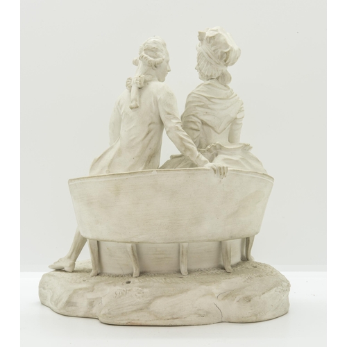 1121 - A BISCUIT PORCELAIN FIGURAL GROUP OF A COURTING COUPLEMid 18th century, 20cms wide