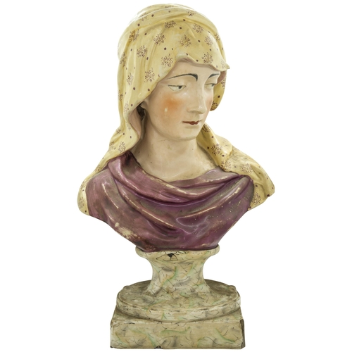 1127 - A LARGE BUST OF THE MADONNA, POSSIBLY ENOCH WOODCirca 1800, 38cms high