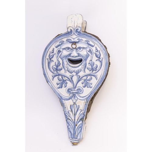 1142 - A DELFT BELLOWS IN GROTESQUE STYLEProbably 19th century, 48 cms