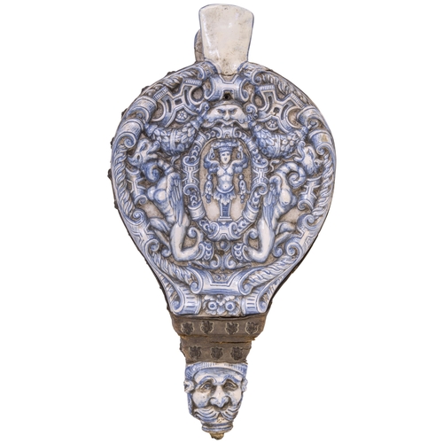 1142 - A DELFT BELLOWS IN GROTESQUE STYLEProbably 19th century, 48 cms