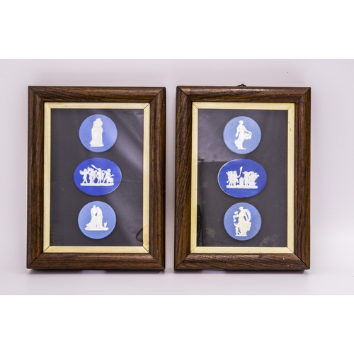 1143 - THREE WEDGWOOD MEDALLIONS19th century, in rosewood frames,  31cms