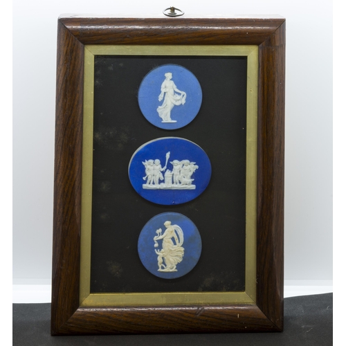 1143 - THREE WEDGWOOD MEDALLIONS19th century, in rosewood frames,  31cms