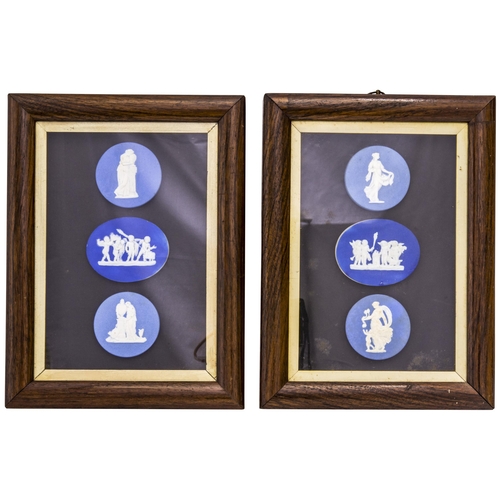 1143 - THREE WEDGWOOD MEDALLIONS19th century, in rosewood frames,  31cms