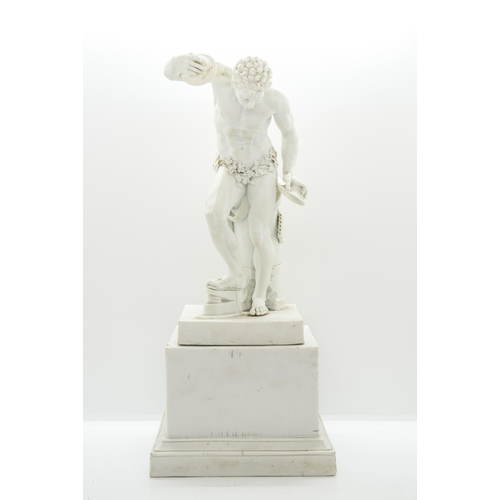 1150 - A MEISSEN BISCUIT NEOCLASSICAL FIGURE OF A DANCING FAUN AFTER THE ANTIQUE19th century, on square sta... 