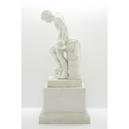 1150 - A MEISSEN BISCUIT NEOCLASSICAL FIGURE OF A DANCING FAUN AFTER THE ANTIQUE19th century, on square sta... 