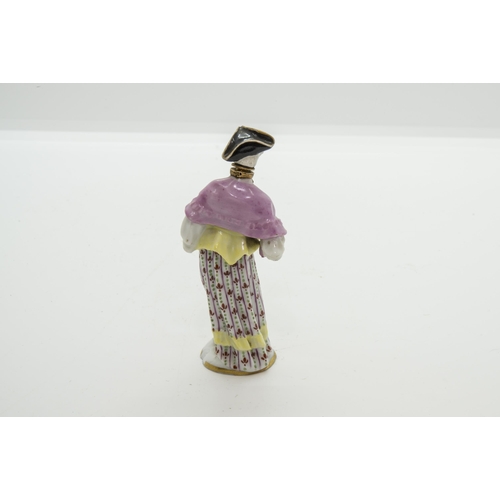 1166 - A MEISSEN FIGURAL SCENT BOTTLE19th century, 8cms high