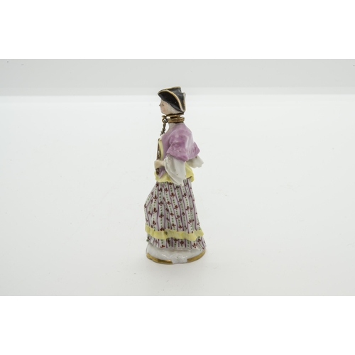 1166 - A MEISSEN FIGURAL SCENT BOTTLE19th century, 8cms high