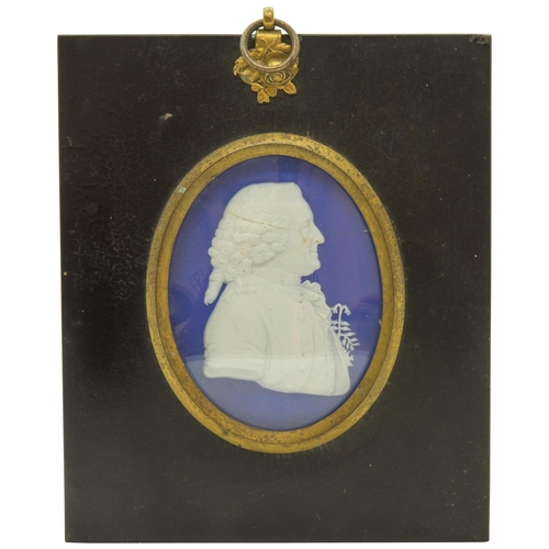 1167 - A WEDGWOOD JASPER PLAQUE OF LINNAEUSCirca 1775, in contemporary frame and with ownership label to ve... 