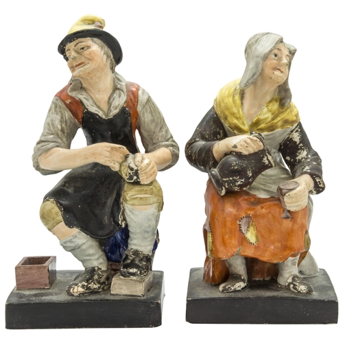 1181 - ENOCH WOOD A PAIR OF FIGURES OF JOBSON AND NELLCirca 1800, impressed '27', 17cms high