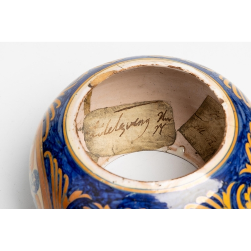 1190 - A RARE AND UNUSUAL ITALIAN MAIOLICA LANTERNDERUTA, 16TH CENTURYof compressed ovoid form, in a fitted... 