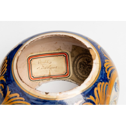 1190 - A RARE AND UNUSUAL ITALIAN MAIOLICA LANTERNDERUTA, 16TH CENTURYof compressed ovoid form, in a fitted... 