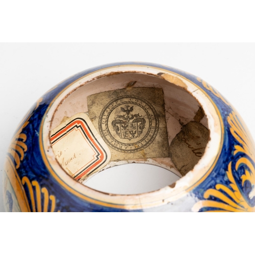 1190 - A RARE AND UNUSUAL ITALIAN MAIOLICA LANTERNDERUTA, 16TH CENTURYof compressed ovoid form, in a fitted... 