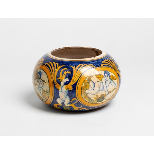 1190 - A RARE AND UNUSUAL ITALIAN MAIOLICA LANTERNDERUTA, 16TH CENTURYof compressed ovoid form, in a fitted... 