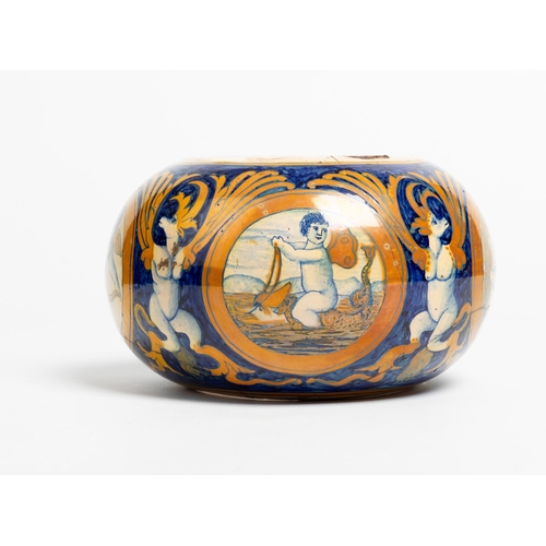 1190 - A RARE AND UNUSUAL ITALIAN MAIOLICA LANTERNDERUTA, 16TH CENTURYof compressed ovoid form, in a fitted... 