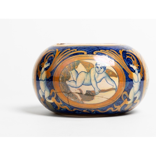 1190 - A RARE AND UNUSUAL ITALIAN MAIOLICA LANTERNDERUTA, 16TH CENTURYof compressed ovoid form, in a fitted... 