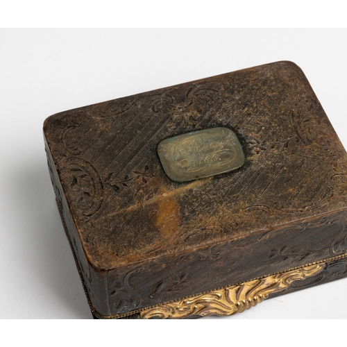 1924 - AN ITALIAN TORTOISHELL SILVER MOUNTED AND INLAID SNUFF BOXMID 19TH CENTURY9cm wide; together with TW... 