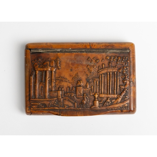 1930 - A CONTINENTAL CARVED BURRWOOD SNUFF BOX19TH CENTURY9cm wide