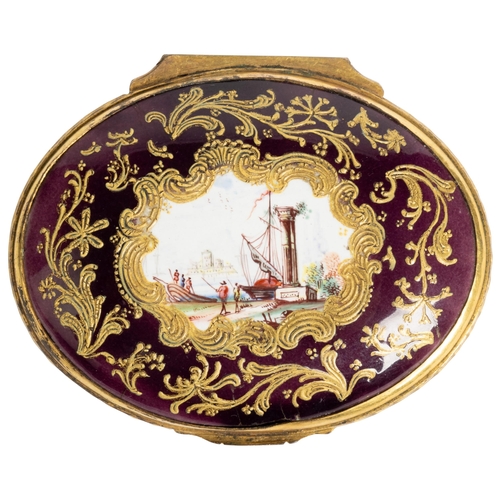 1933 - A FRENCH ENAMEL PATCH BOX18TH CENTURYthe interior inscribed ''GAGE DE MON AMITIE'5.5cm wide... 