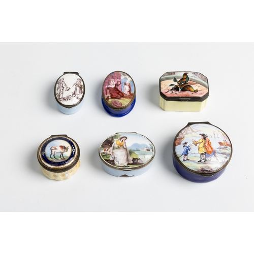 1942 - A GROUP OF SIX ENAMEL BOXES18TH / 19TH CENTURY3.5cm - 5.5cm wide