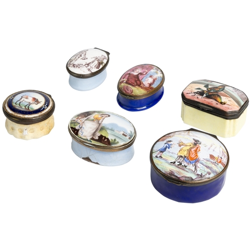 1942 - A GROUP OF SIX ENAMEL BOXES18TH / 19TH CENTURY3.5cm - 5.5cm wide