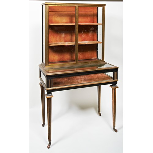 1706 - A FRENCH DIRECTOIRE-STYLE EBONISED AND BRASS MOUNTED BIJOUTERIE CABINETCIRCA 190091cm wide, 162cm hi... 