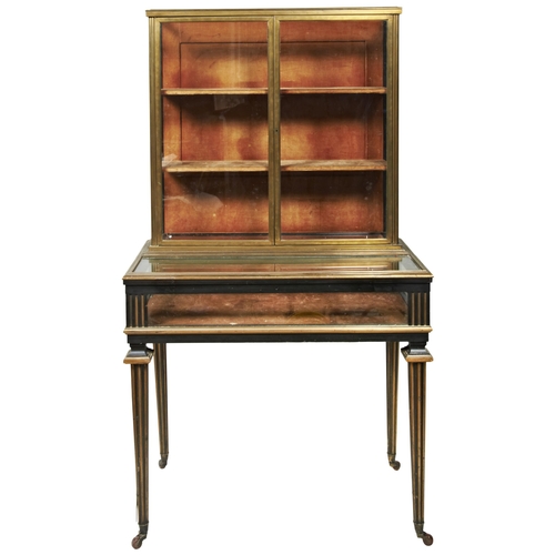 1706 - A FRENCH DIRECTOIRE-STYLE EBONISED AND BRASS MOUNTED BIJOUTERIE CABINETCIRCA 190091cm wide, 162cm hi... 