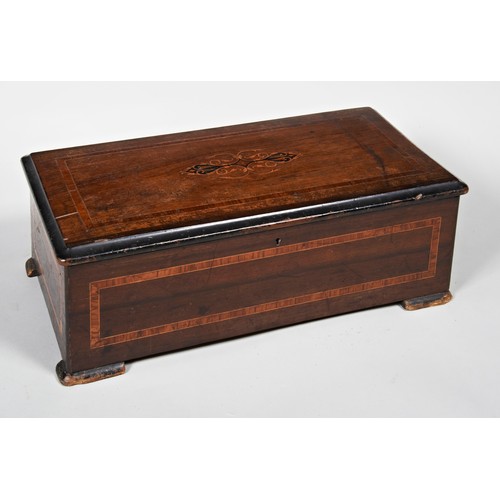 1949 - A SWISS 'BELLS-IN-SIGHT' CYLINDER MUSIC BOXLATE 19TH CENTURYthe simulated rosewood case fitted with ... 