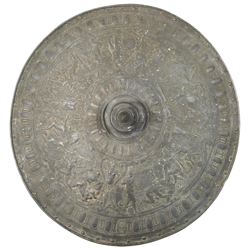 616 - AN ELKINGTON & CO. ELECTROTYPE REPRODUCTION OF A 16TH CENTRY ITALIAN SHIELD WITH ELKINGTON 'VR' ... 