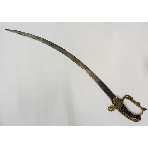 648 - AN 18TH CENTURY OFFICERS SWORD the ornate gilt hilt with wired ebony grip, the ‘captured&rsquo... 