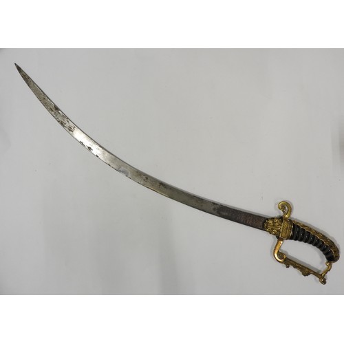 648 - AN 18TH CENTURY OFFICERS SWORD the ornate gilt hilt with wired ebony grip, the ‘captured&rsquo... 