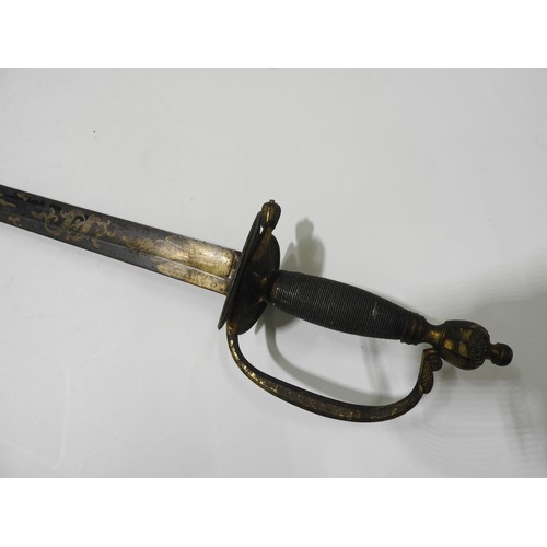 649 - A COOPER & CRAVEN GEORGE III 1796 PATTERN INFANTRY OFFICERS SWORD, with gilt hilt and blued and ... 