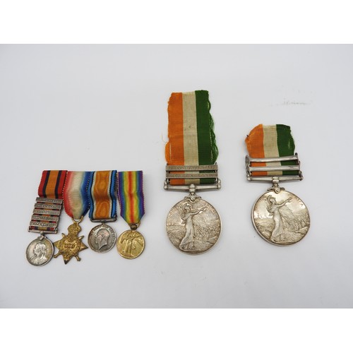 658 - A MINIATURE MEDAL DRESS GROUP WITH VICTORIA SOUTH AFRICA MEDAL WITH FIVE BARS AND A WWI GROUP, 6200,... 