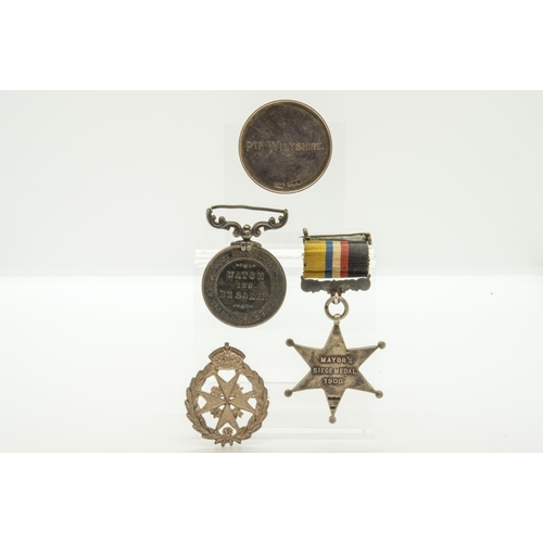 664 - AN INDIAN 1867 TOTAL ABSTINENCE MEDAL, a Kimberley Mayor’s siege Medal 1900 in silver with ori... 