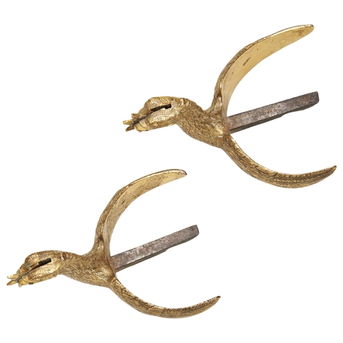 682 - A PAIR OF 'BOX-TYPE' AMERICAN CIVIL WAR SPURS GILT BRASS AND STEEL SPURS in the form of winged eagle... 