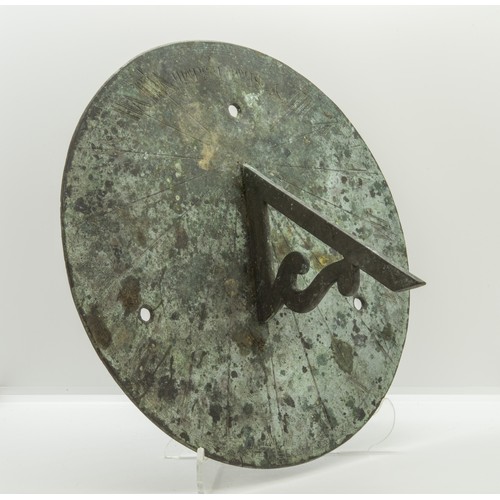 1742 - A BRONZE SUNDIAL, probably late 18th century , with engraved scale and inscription 'ye shade teachet... 